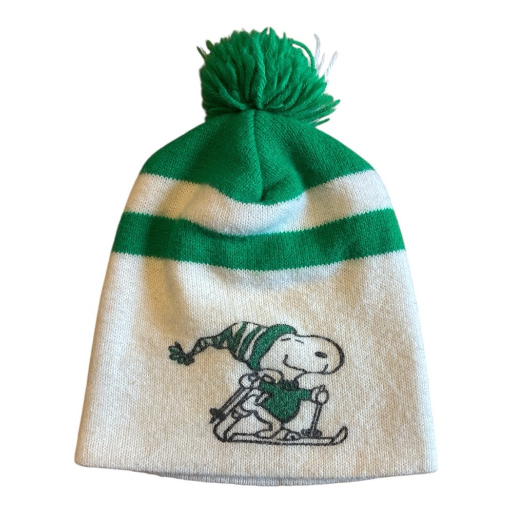 Vintage 1958 Snoopy Skiing Peanuts Beanie with Pom Pom
